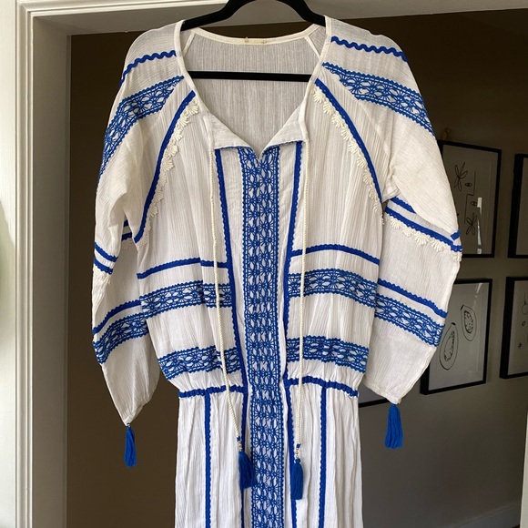 Dodo Bar Or White and Blue Long Dress sz S - Picture 13 of 13